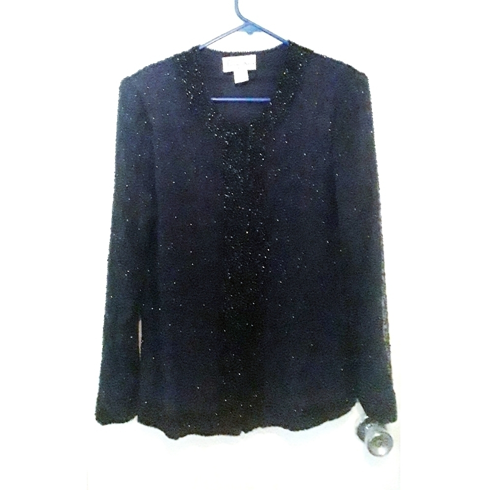 Laurence Kazar Black Beaded Jacket